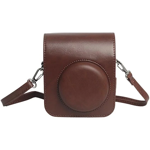 【BQ】Leather Case for FUJIFILM Instax mini 12, Full Body Camera Bag with Shoulder Strap (Brown)