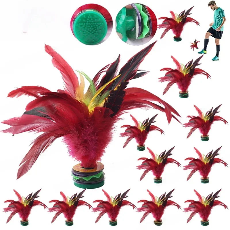 AliExpress - Volant en plumes colorées Jianzi, volant de pied portable, plumes, divertissement de fitness, 20cm, 1-10 pièces