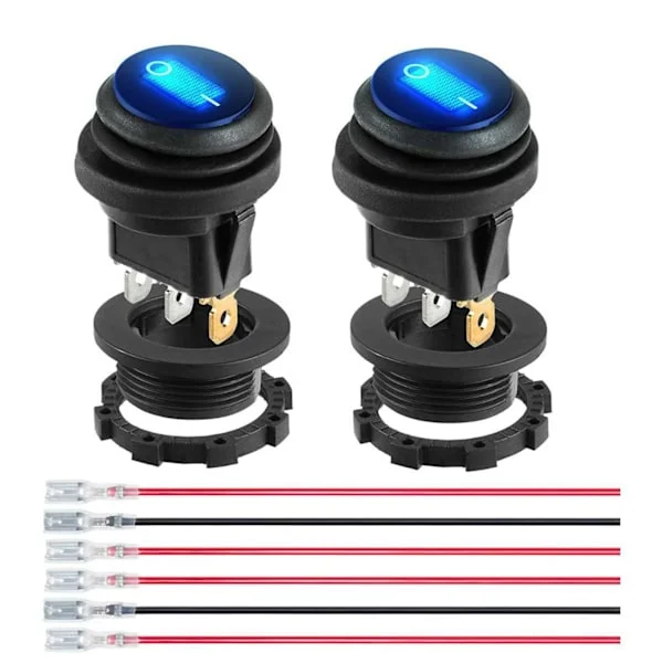 Rund vippebryter LED-bryter 12V 20A Vippebryter for billastebil på-av vippebryter Vanntett 3-pinners 2-posisjonsbryter
