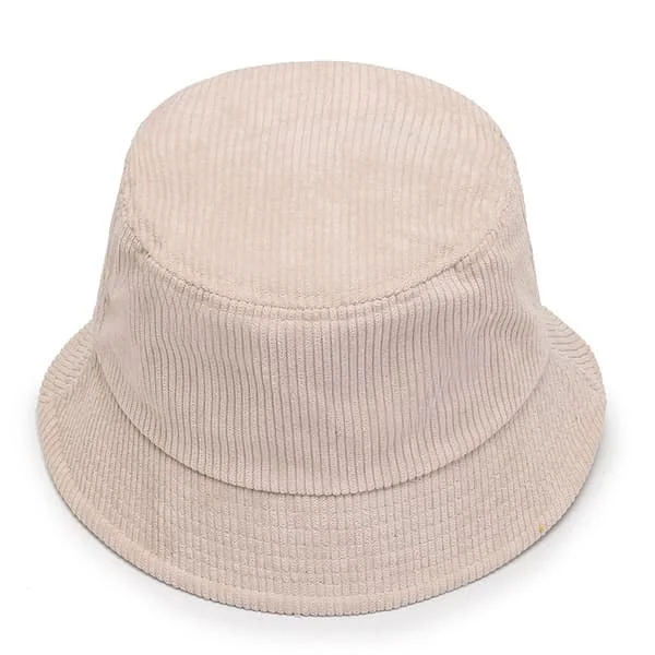 Bucket Hat i Corduroy, Dekorativ Basker, Herr & Dam, Street Style - Beige