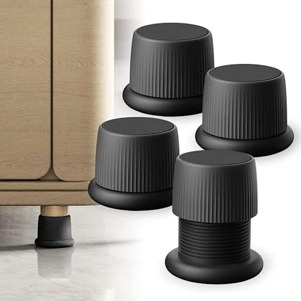 OBOSOE 4-pack Furniture Risers, Adjustable Furniture Feet with Adhesive Mount - Floor Protectors for Chairs and Sofas black black