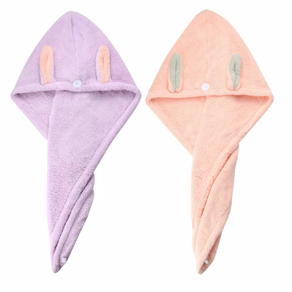 2-pakning Hårturban, Mikrofiber Håndklær, Rosa og Lilla