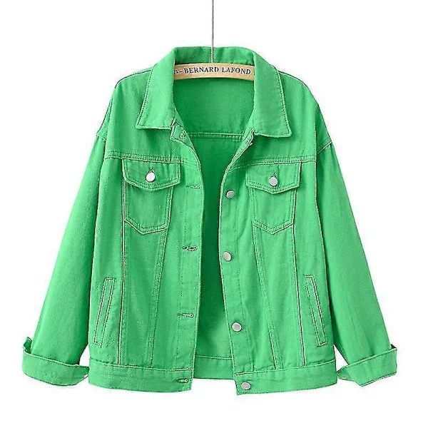 Pring Autumn Women's Denim Jacket Pring Autumn Jacket Pink Denim Jacket Green XL XL Green