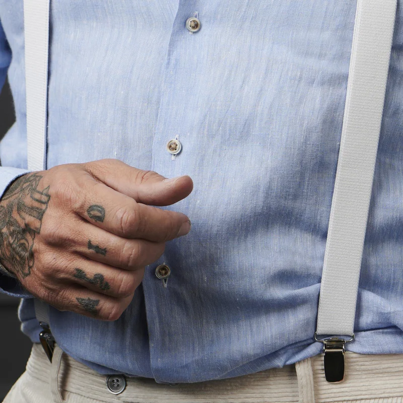 White Slim Clip-On Suspenders for Men - Clip-on braces & suspenders