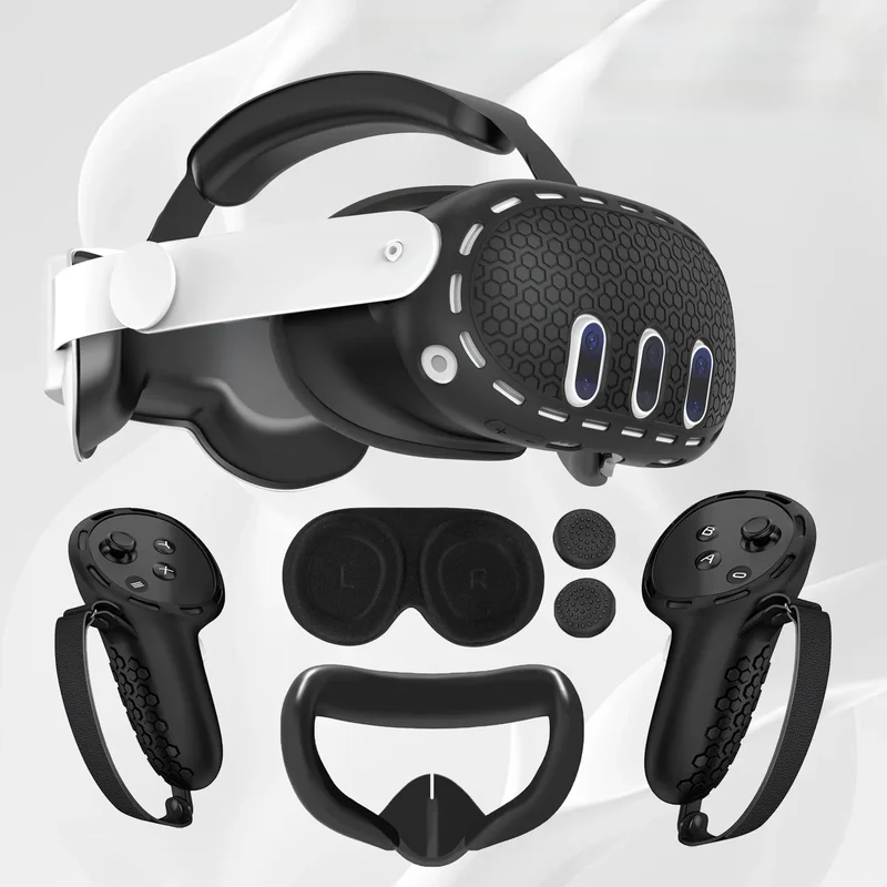 AliExpress - Accessoires VR pour Meta Quest 3, ensemble de étuis de protection en Silicone 4 en 1 pour Quest 3, housse de poignée de contrôleur, coque