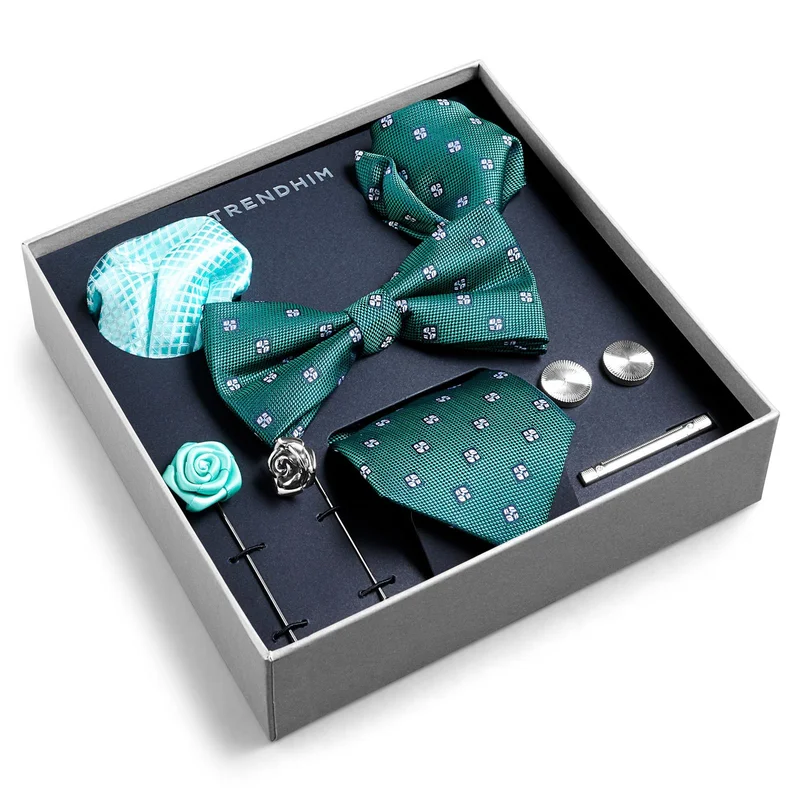 Scatola regalo con accessori da abito | Set a rombi verde menta. per uomini - Confezioni regalo