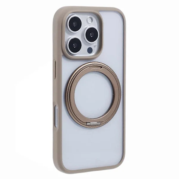För iPhone 16 Pro Max Mobilskal Ringhållare Ställ PC+TPU Mobilskal - Titanguld