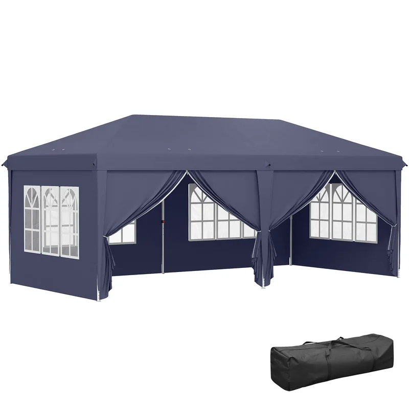 AliExpress - Outsunny Tonnelle de jardin pliante 6 x 3 m tonnelle de jardin extérieure barnum pliant pop-up imperméabilisé 4 parois latérales 