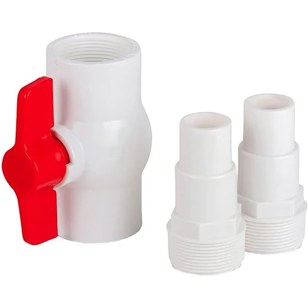 Omkopplingsventiladapter för kulventiler med T-handtag, lämplig för 38 mm och 32 mm slangdiametrar, avstängningsadapter för poolvatten.