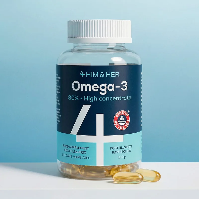 4 HIM & HER Omega-3, Helse & Madvarer, Kosttilskud, Fiskeolie & Omega 3
