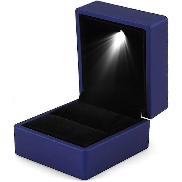 Elegant Ringeske med LED-belysning Smykkeskrin Oppbevaringsboks (Blå)_tfrf
