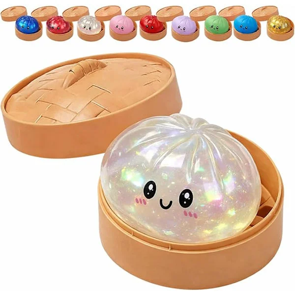 Glitter Dumpling, Glitter Dumpling Squishy with Box, Dumpling Sensory Squeeze Toy for Stress Relief