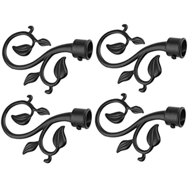 4 st Dekorativa Ändstycken Gardinstång Svart Gardinstång Svart-FS-