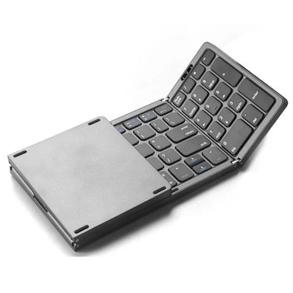 Foldbart Bluetooth-tastatur, trådløst foldbart rejsetastatur med numerisk tastatur, bærbart kompakt genopladeligt tastatur