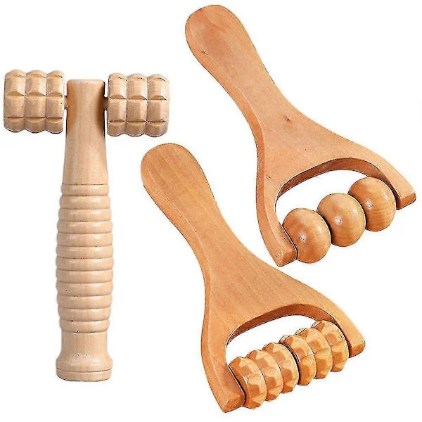 3-pack Massage Roller for Body, Multifunctional Foot Massager, Wooden Roller Massager Tool