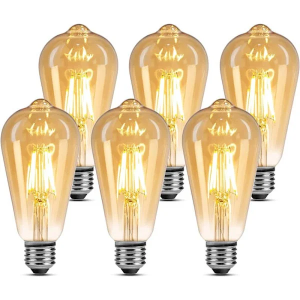 E27 LED Pære - Varm Hvid 2500K 470LM Pærer - 4.8W Svarende til 40W LED E27 ST64 Dekorativ Dæmpbar - Pakke med 6 [Energiklasse F]