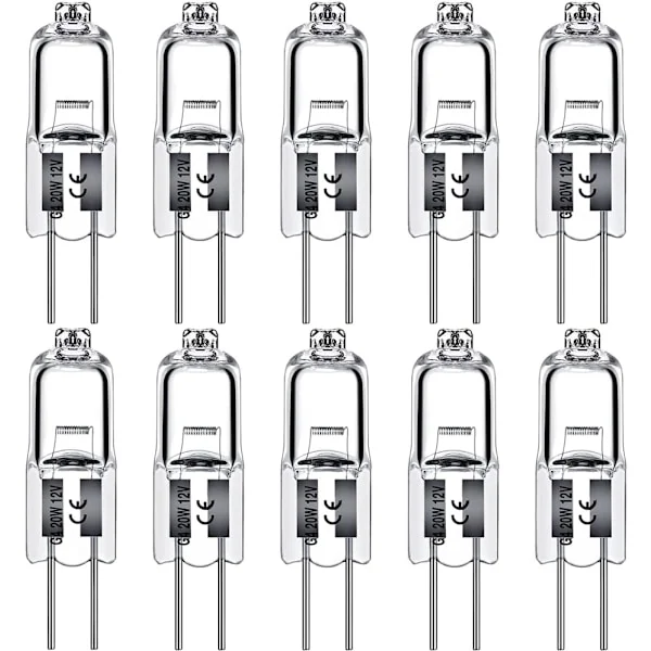 G4 Halogen Pære 20W 12V Klar Kapsel 2 Pin Pære Halogen Pære Sockel Varm Hvid Dæmpbar 10 Pakke