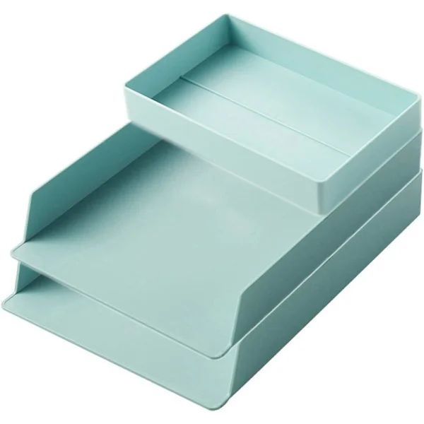 Skrivebordsfil Kontorartikler Organizer Vertikal Dokument Brevbakke Filholder Penneorganizer til Kontor Hjem (Mint, 3-Dele)-14358