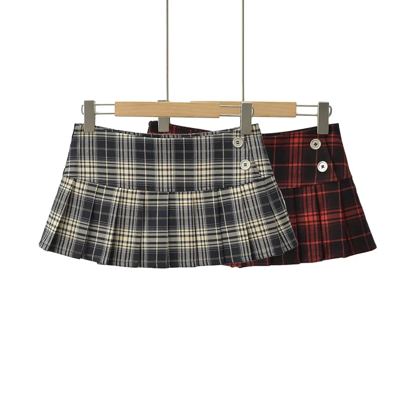 AliExpress - Sommer-Miniröcke für Damen, Vintage-koreanische Mode, karierte Röcke für Damen, Y2K-Röcke, plissierte rote karierte Röcke im Preppy-Stil