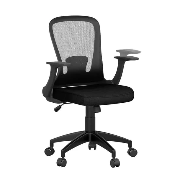 Ergonomisk kontorsstol med uppfällbara armar och svankstöd