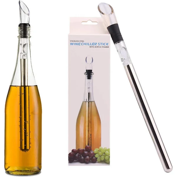 3-in-1 Stainless Steel Wine Chiller with Cooling, Aerating, and Pouring Function - Wine Decanter and Chiller Stick, Extended Cooling Time, Must-Have 