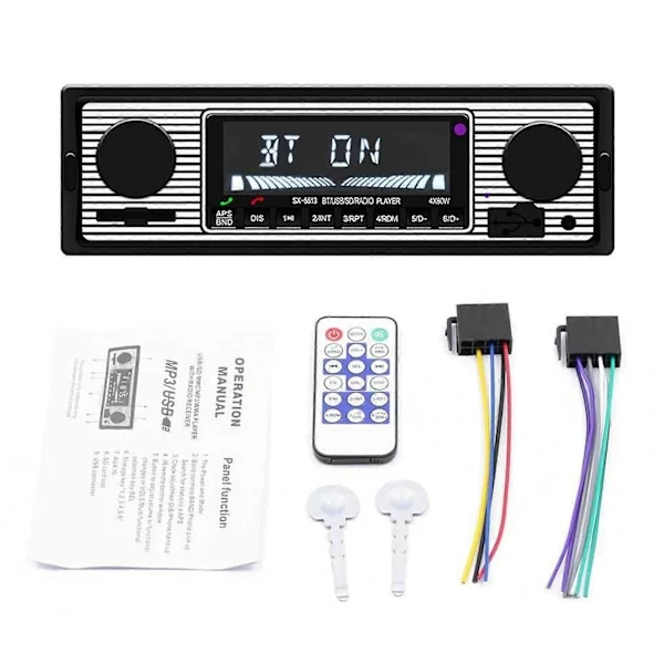 1 DIN Retro Autoradio Bluetooth USB USB/SD/AUX-kortilla FM MP3-soitin PC-tyyppi: -5513