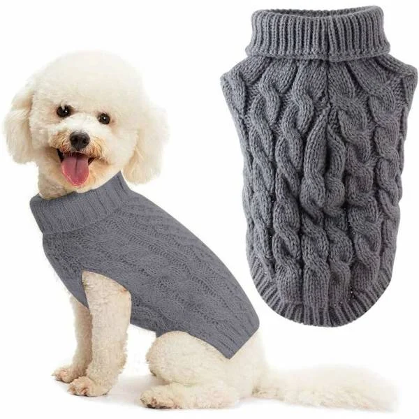 Dog Sweaters, Dog Sweater, Medium Dog Sweater, Winter Dog Sweater, for Pets Cold Weather Coats Fashion Clothes Turtleneck Knit Outerwear (L)