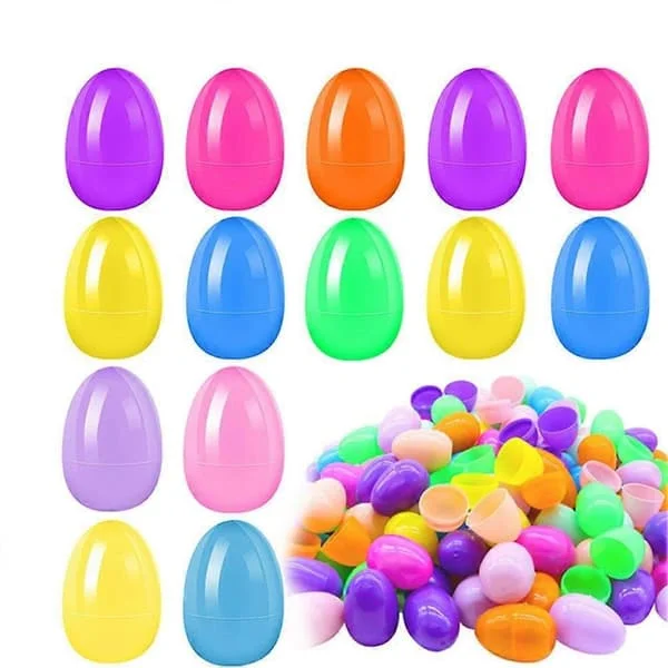 100 STK Plast Påskeegg Tomme Påskeegg Fyllbare Lyse Egg Bulk