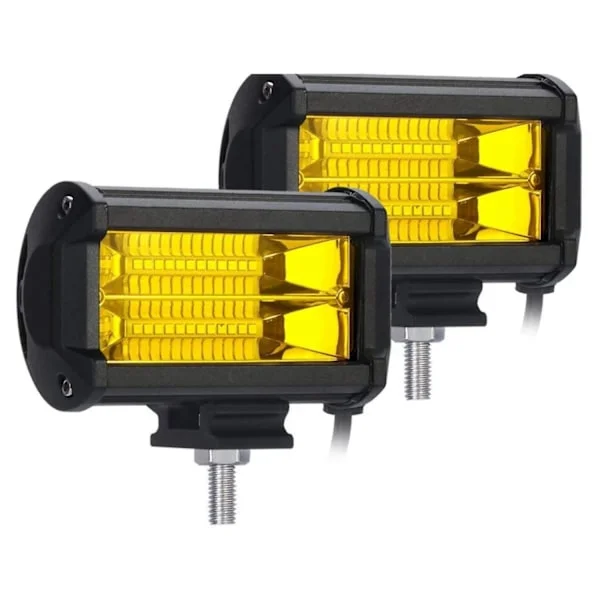 2X 5 Tommer 72W LED Arbeidslys Vanntett Off Road Pod Tåkelys Gule Lamper for Lastebiler ATV UTV Bå