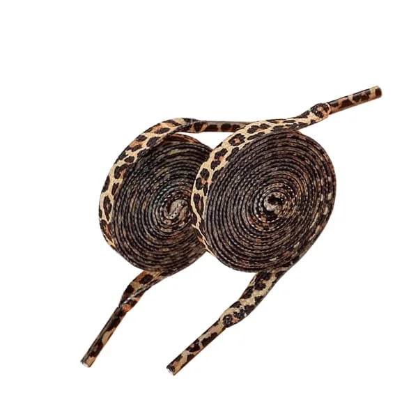 Leopard Print Shoelaces 120cm Flat Polyester Shoelaces for Sneakers and Running Shoes