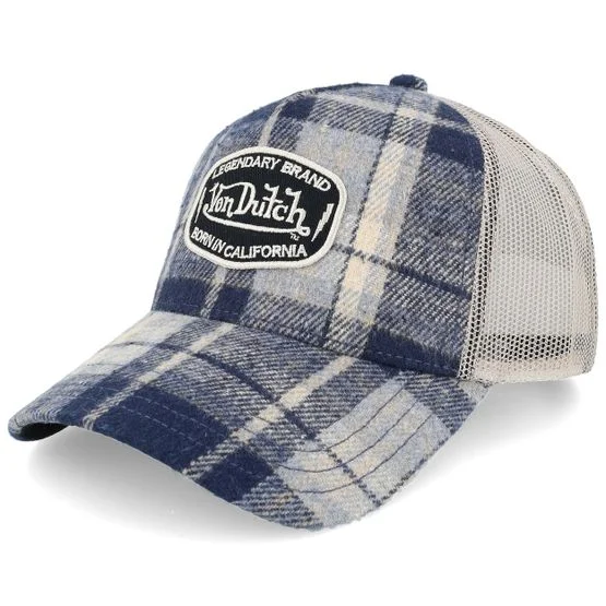 Von Dutch - Blauw Cap - Checked Flannel Baseball Cap A-Frame Trucker @ Hatstore