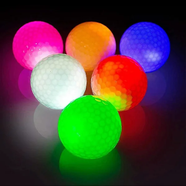 6 st LED Golfbollar Färgglada Lysande Golfbollar Nattgolfboll