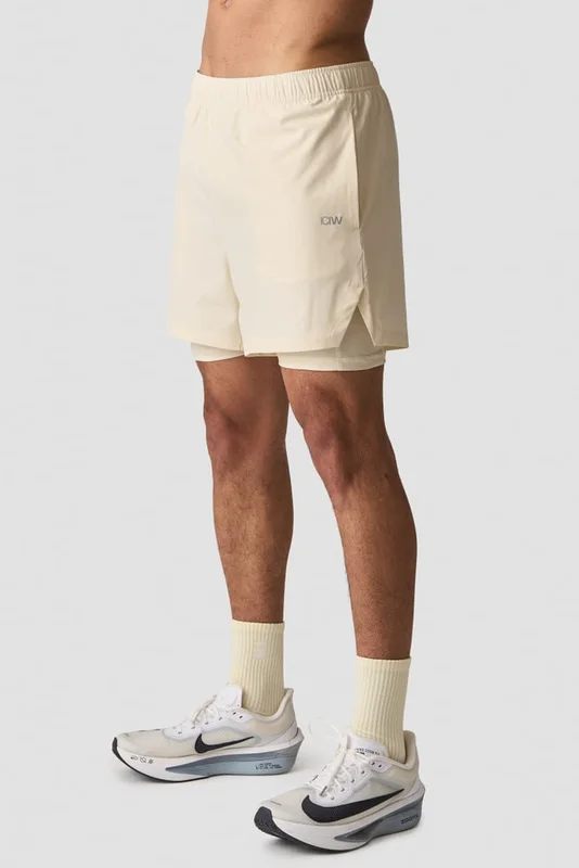 ICANIWILL - Essential Cardio 2-in-1 5'' Shorts Pearl White- Shorts - Heren - sportkleding van ICIW