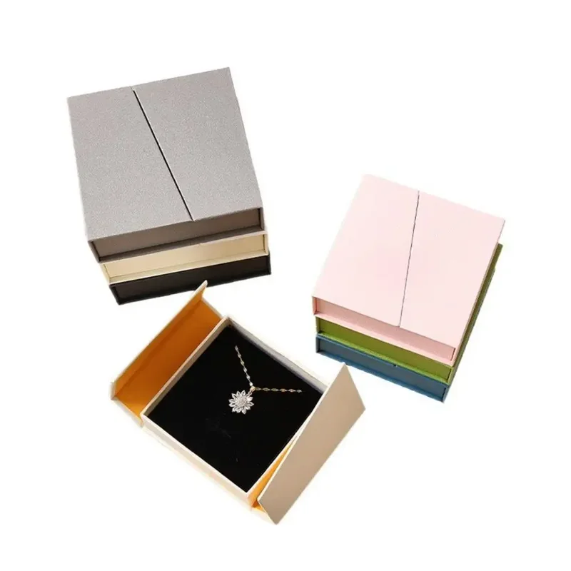 AliExpress - Dual-öffnung Magnetische Flip Schmuck Verpackung Box Ohrring Halskette Ring Schmuck Organizer Box Dicke Kraft Papier Schmuck Box