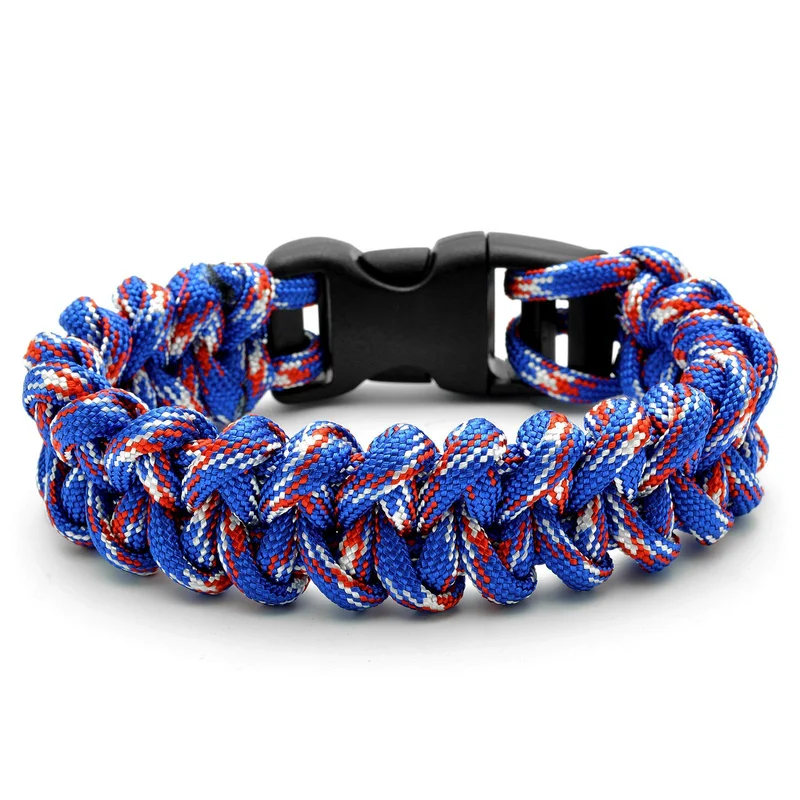 Pulsera paracord azul y rojo para hombres - Pulsera de supervivencia