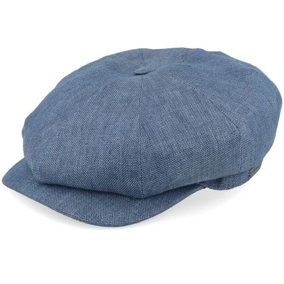 Wigéns - Blauw flatcap Cap - Retro Cap Denim Blue Newsboy Flat Cap @ Hatstore