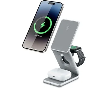 Andersson WSC- Q2100 - Qi Magnetic Wireless Charge - Hopfällbar 3-i-1 trådlös laddare i aluminium
