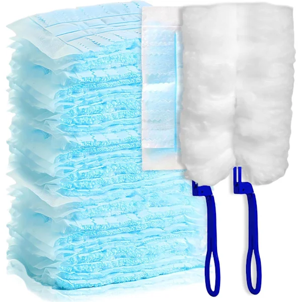 50 stycken dammvippor, dammtrasor, refill-paket för Swiffer, mikrofiber dammvippa med 2 handtag för damm smuts bil