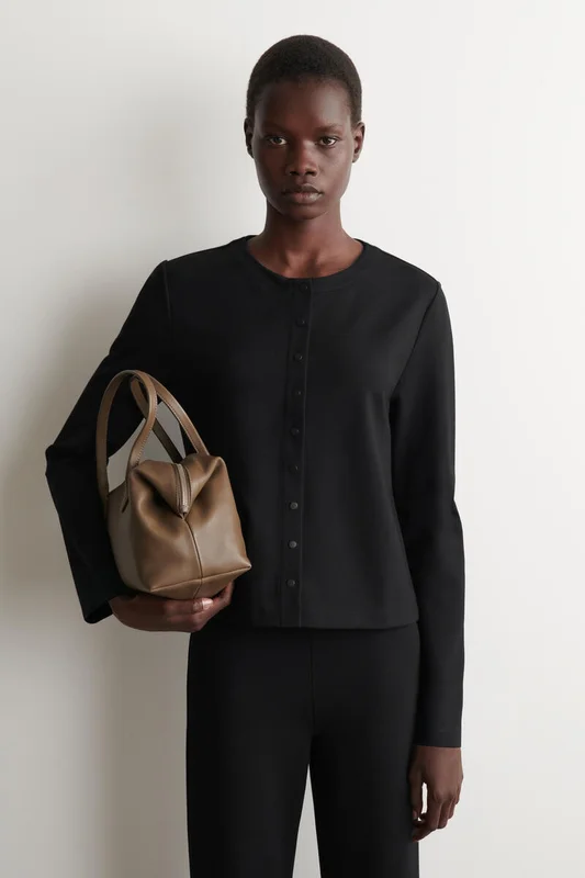 COS Minimal Jersey Cardigan in Black - Women