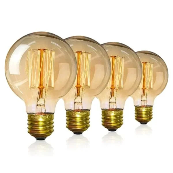 4-pack Vintage Edison-glödlampor - Globlampor - Varmt Ljus 40w G80 E27