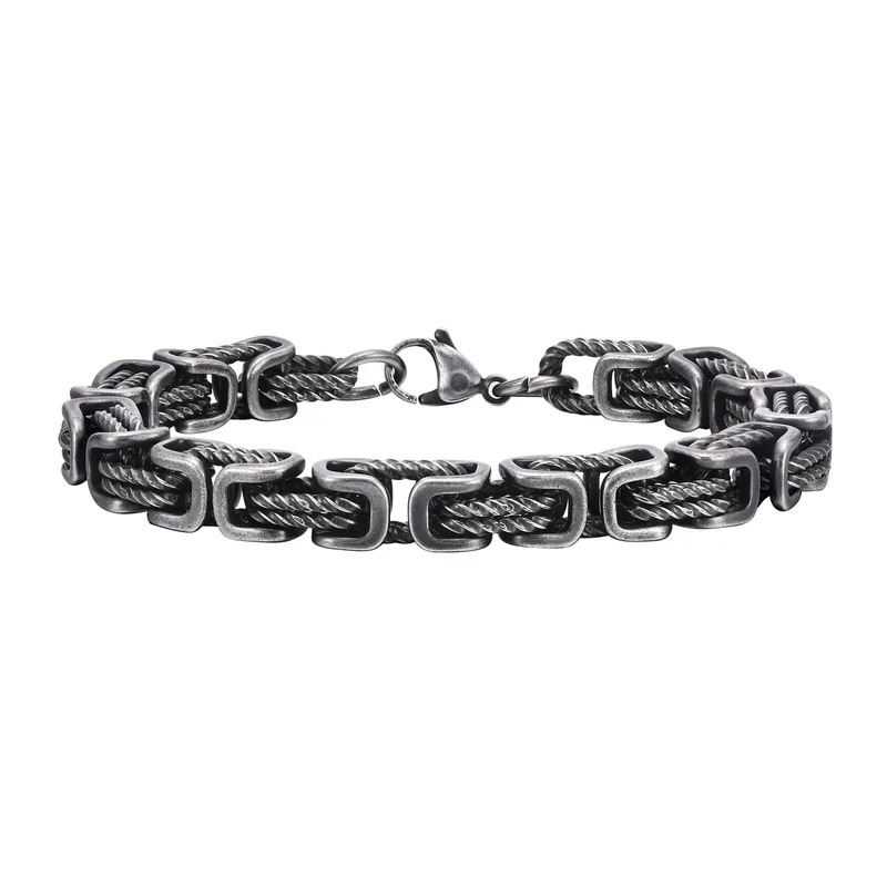 AliExpress - Klobige byzantinische Herren-Armbänder, Retro-Grau, 8 mm Edelstahl, geflochtenes Gliederarmband, Vintage-Schmuck, Geschenk für Ihn, 