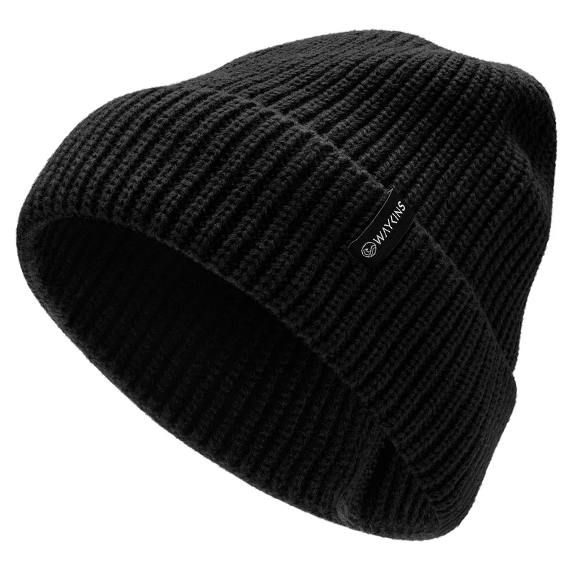 Baltic | Schwarze Rippstrick-Beanie aus Acryl für Männer - Beanie Mützen