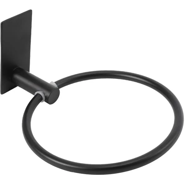 Håndklering / Håndklestang - Selvklebende rund håndklestang Håndkleholder for bad, svart rustfritt stål