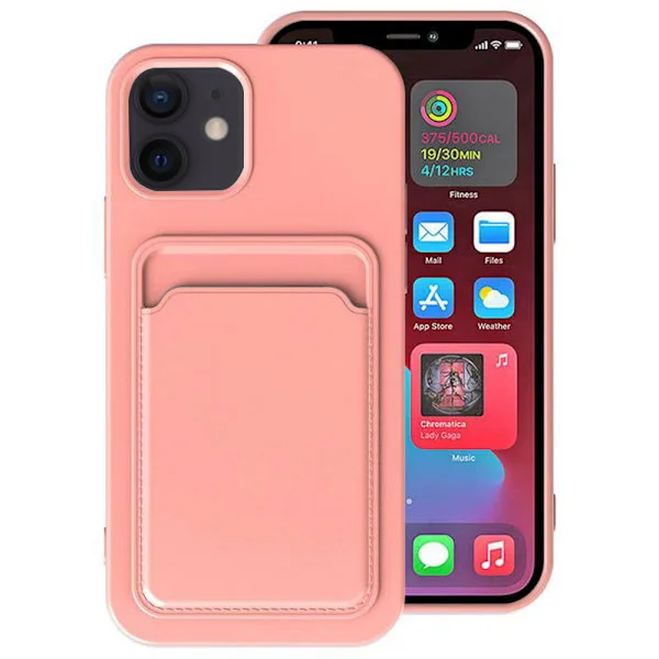 iPhone 12 Mini - Skyddande Stilrent Skal med Korthållare