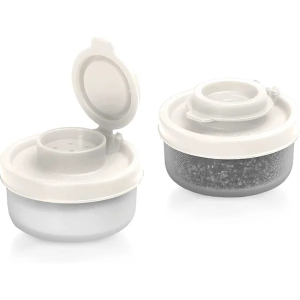 WARE Små Salt- og Peberbøsser til Rejser, Camping og Take-Away - Låsbare - 40g, Pakke med 2 Små sorte