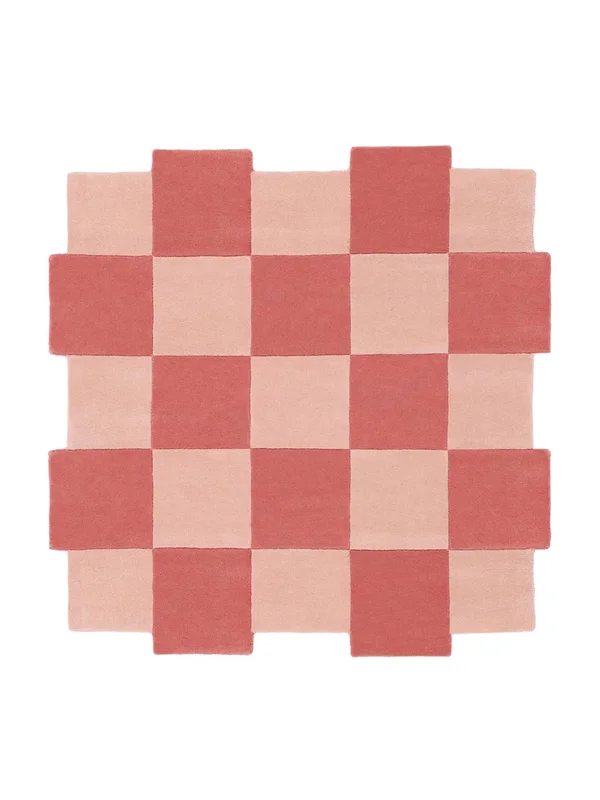 Checkmate 250X250 Grande Rosa/Rosa Claro Cuadros Alfombra De Lana