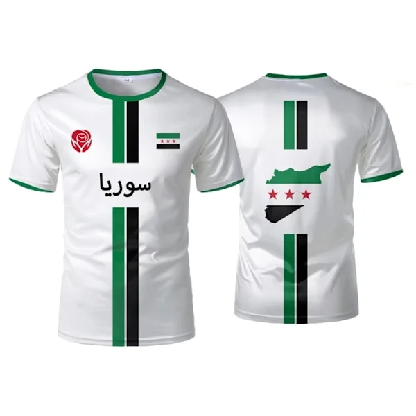 【DENGTU】Syrien Fodbold T-shirts Herre Sport T-shirts Syrisk Flag Street Oversized Toppe Unisex Casual Grafiske T-shirts Toppe Y2k Herre Gave