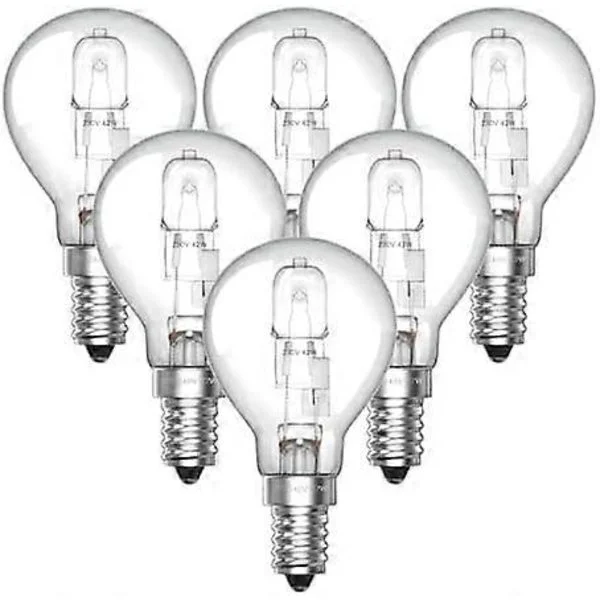 E14 28W Dimbar G45 Halogenlampa, Varmvit 2700K, Liten Skruvsockel Sfärisk Halogenlampa, motsvarande en 40W glödlampa, 6-pack