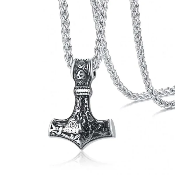 Viking Halskæde Thors Hammer Mjølner Kæde Sølv