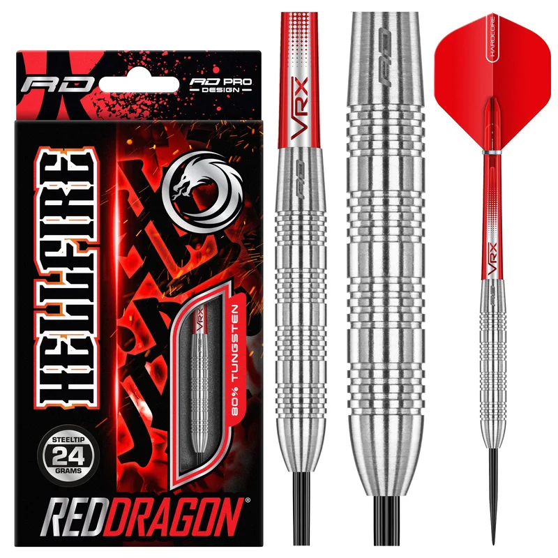 Red Dragon Hell Fire B Darts | 80% Tungsten | Great Value | 22g & 24g Steel Tip Darts 24g | Red Dragon Darts